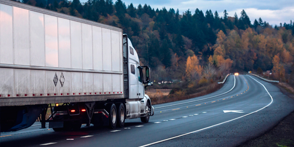 Truck driving on a road