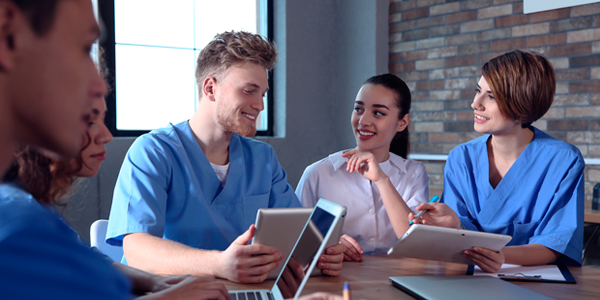 Nursing staff conversating