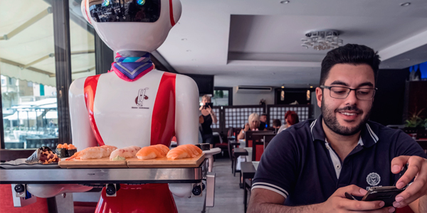 Robot serving customer