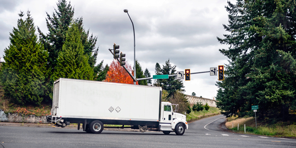 Truck at a traffic light