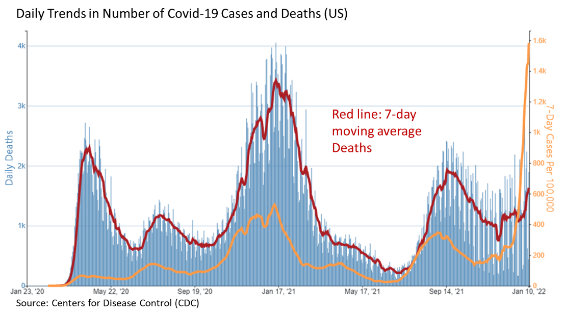 Daily Trends in Number of Covid-19 Cases and Deaths