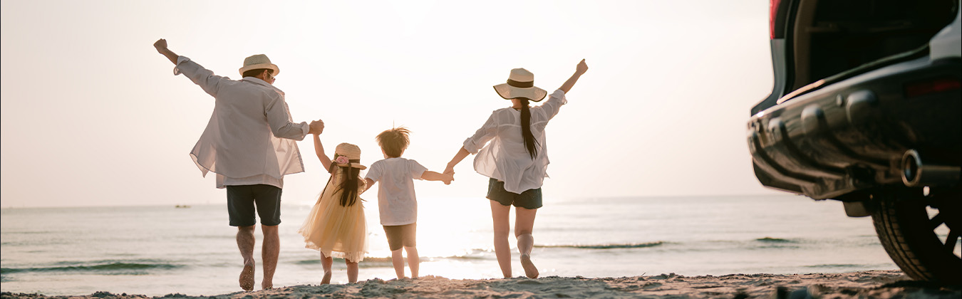 Happy family on a beach together