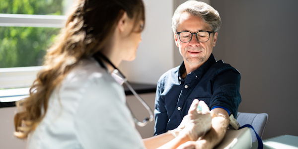 Patient receiving a check-up 