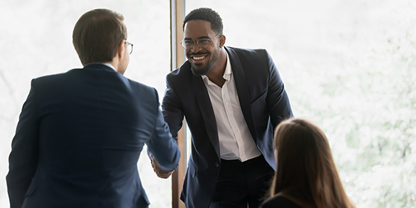 Executives working with their banker