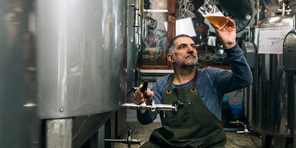 Man working at a brewery